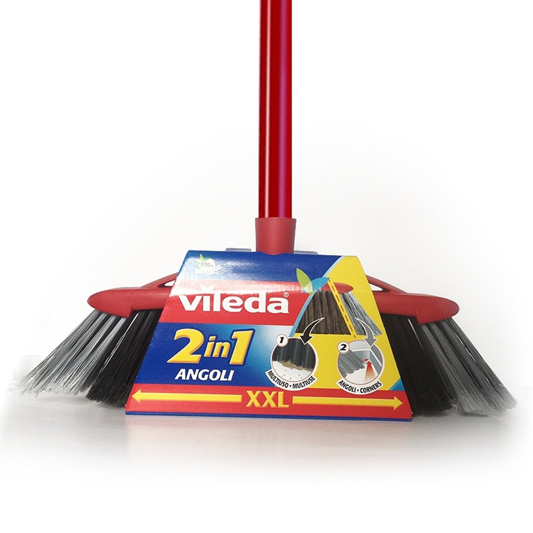 Vileda Broom XXL 2-in-1 Sweeping 2 Types of Bristles Double Cleaning Power Set 130cm