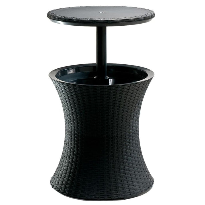 Garden Cool Bar Table Fridge 3 in 1 Rattan Portable Foldable Weather Resistant 30L Anthracite