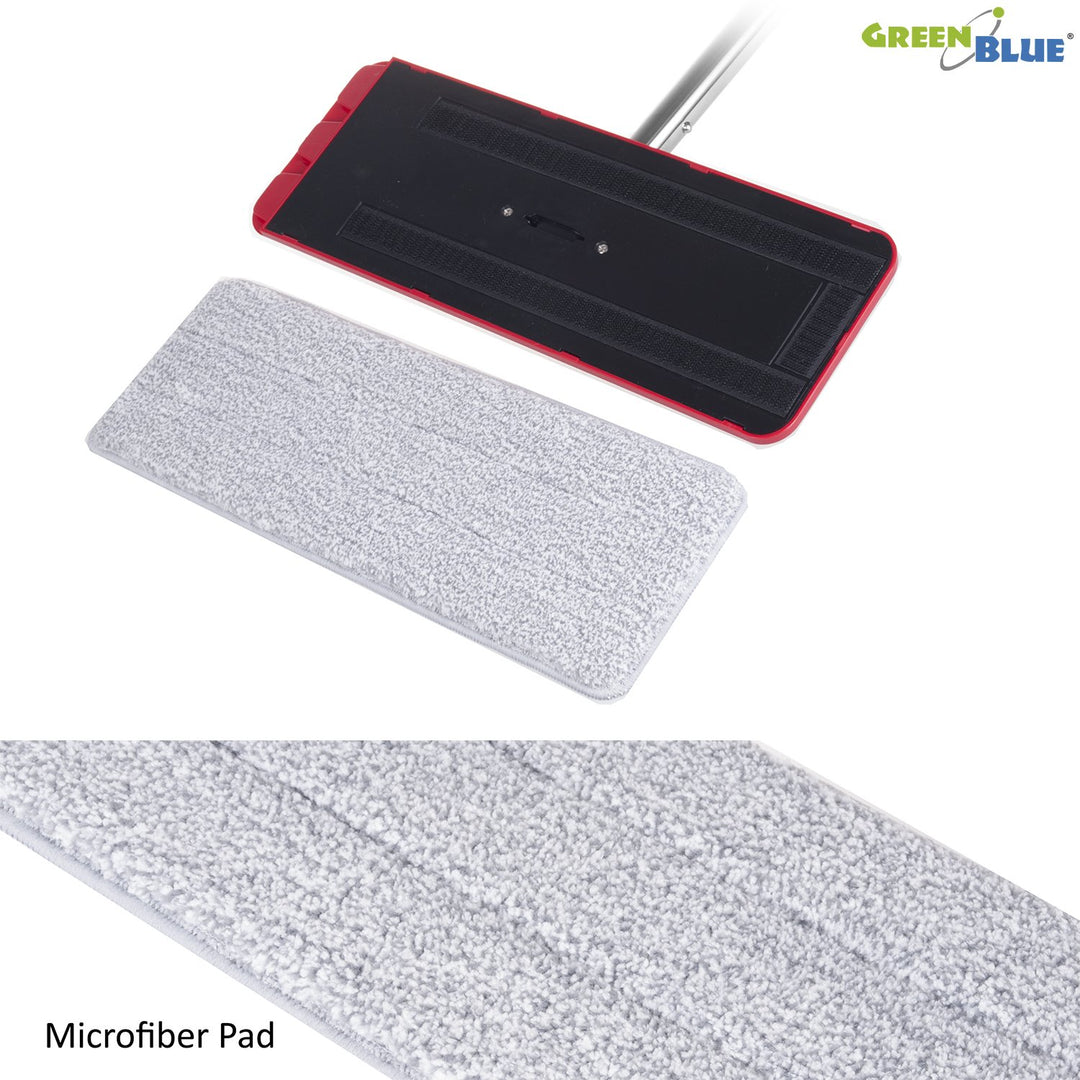 GreenBlue GB850 Maxiclean Flat Mop + Buicéad Set, le Squeezer agus Dhá Phíosa Ceanncheathrú Pad Microfiber