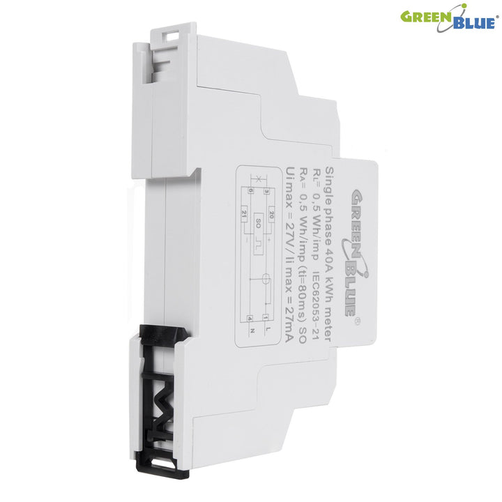 Energy meter DIN rail wattmeter LCD display GreenBlue GB173