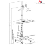 Maclean MC-793 Standing Computer Work Station Trolley Monitor TV Holder Keyboard Tray CPU Holder Castors