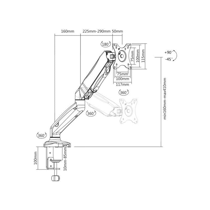Sealbhóir monatóireachta le haghaidh tábla oibre deasc LCD stiúir 13-27 "ualach 6.5 kg treoir cábla