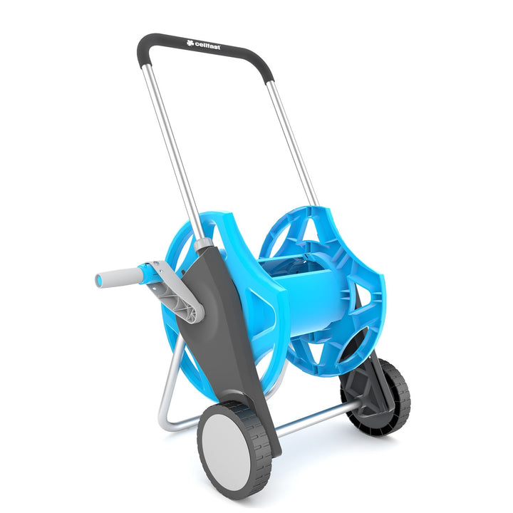Hose Trolley 1/2 " Reel Cart Garden Storage Wheels 60m Adjustable Handle Length
