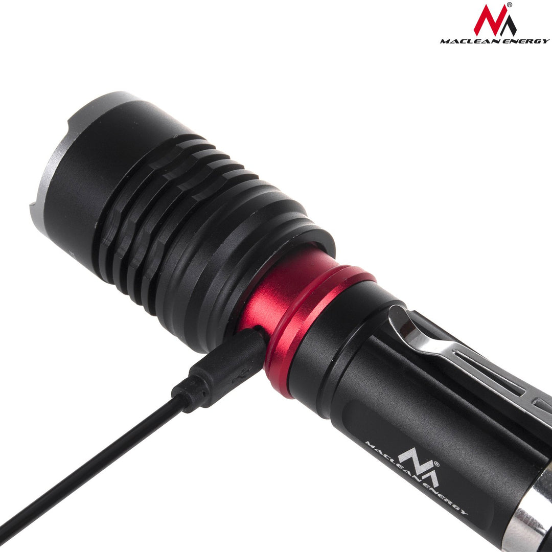 Maclean Flashlight USB Cábla Muirearú LED Tóirse + Charger + Sealbhóir Rothar Socraigh 10W