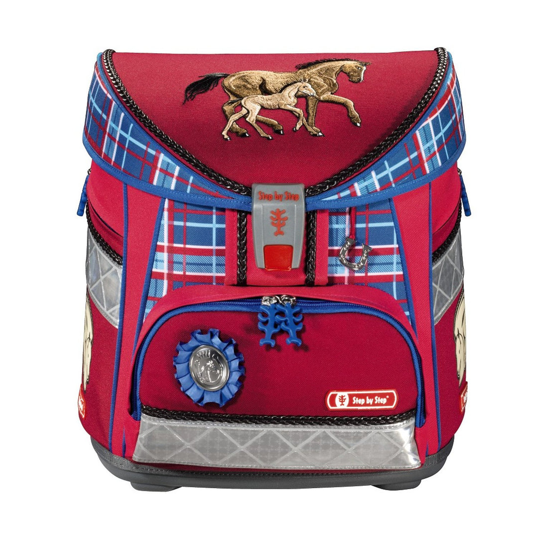 School Backpack Lightweight Kids AGR Certificate Rucksack Red Horse Satchel Reflective