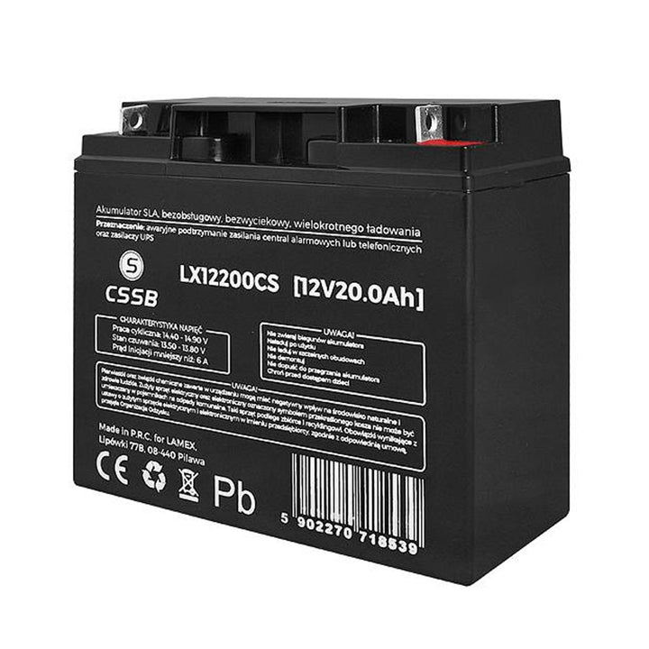 Gel battery LX12200 12V 20Ah Dimensions: 74 x 164 x 178 mm