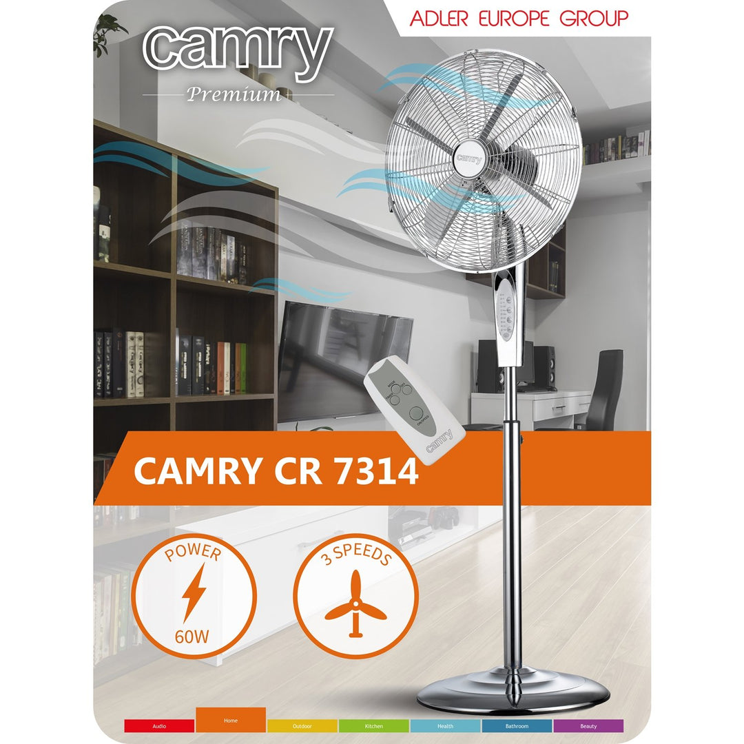 Floor Fan Oscillation Standing Timer 3 Speeds Swivel Remote Control 60W 130cm