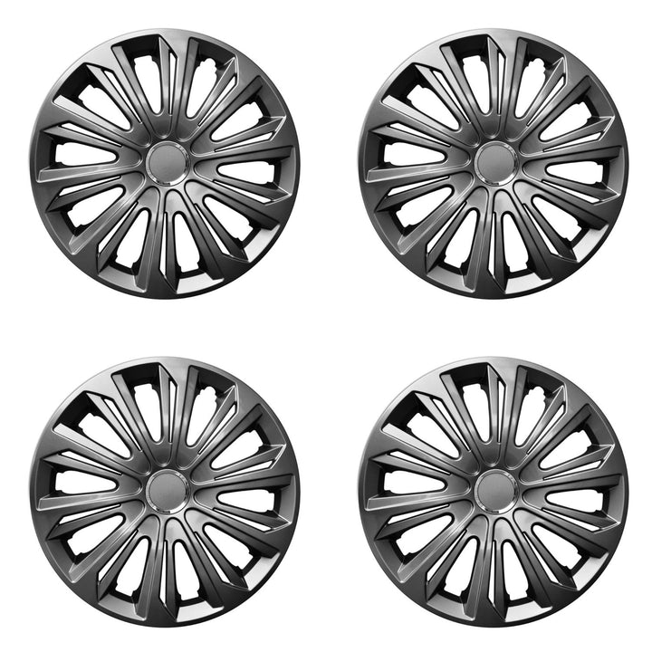 NRM STRONG 15" hubcaps uilíoch laicearaithe graifít 4 phíosa