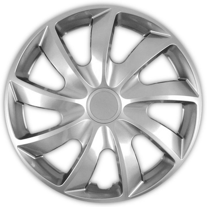 Universal hubcaps 14" NRM QUAD press-on silver 4 pieces