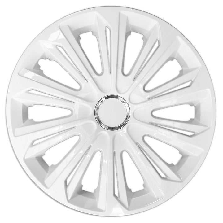 NRM STRONG white lacquered 15" universal hubcaps 4 pieces