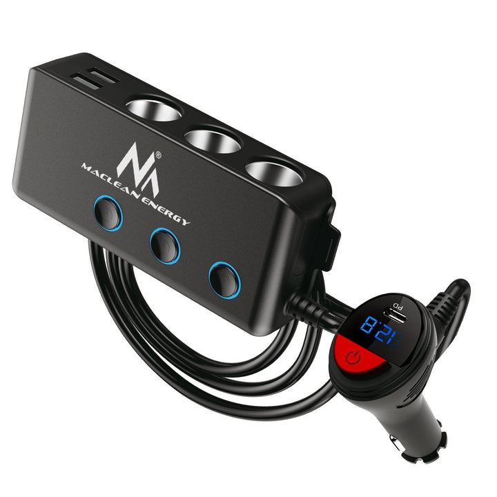 Maclean MCE218 USB Car Charger - 3 Car Sockets 1xQuick Charge 3.0, 3xUSB 6.8A, 1x Power Delivery 18W, Max 120W