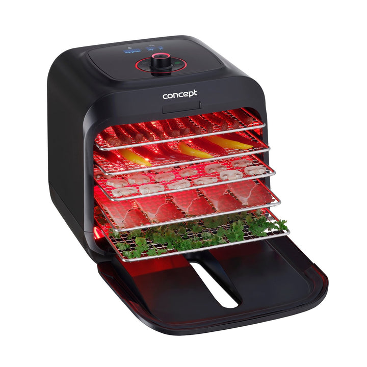 Coincheap Triomadóir bia Infra 500W: torthaí, glasraí, beacáin, luibheanna, bláthanna agus feoil