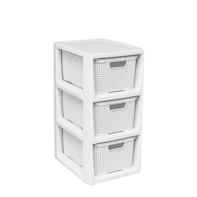 Bookcase with 3 baskets BranQ antique white modern design