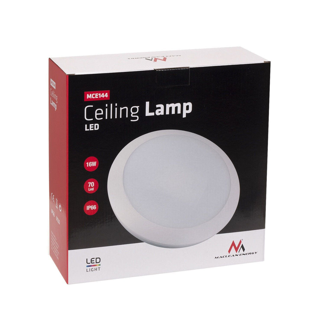 Lampa Balla Uasteorainn Maclean MCE144 Plafond Lasmuigh Faoi Dhíon 16W 70 LED IP66 Bán Nádúrtha