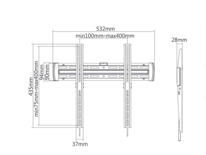 Maclean MC-643 B Adjustable Wall TV Bracket Mount Holder 33" - 55" VESA LED LCD Plasma 30kg