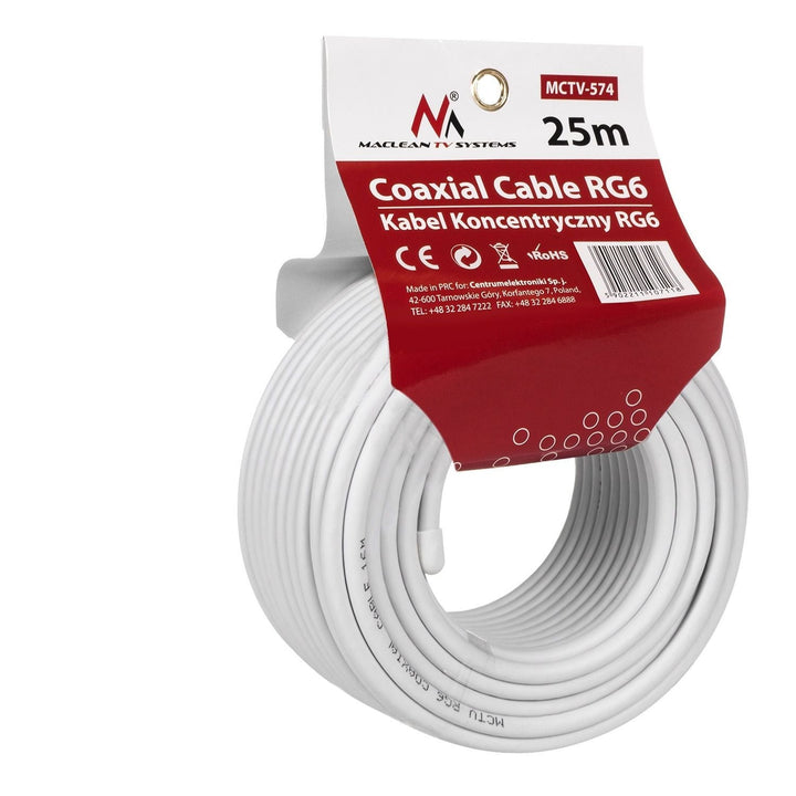 Maclean MCTV-574 TV Coaxial Satellite Cable SAT RG6 Monitoring FM AV CCTV DVB 1.0CCS 25M