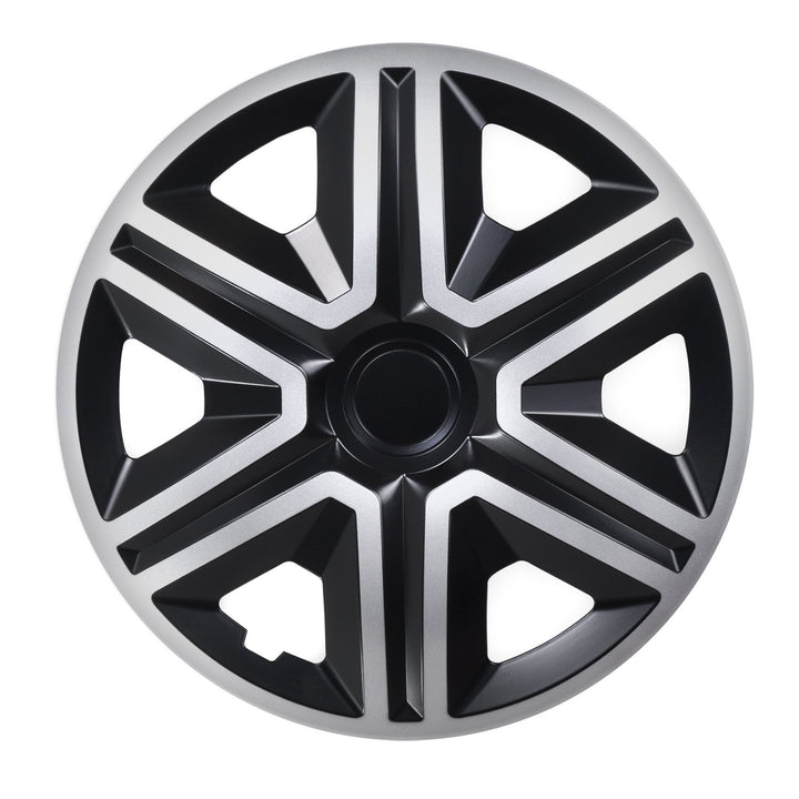 Clúdaíonn Roth NRM 15" Hubcaps Uilíoch 4 PCS Dubh Airgid ABS Tionól Éasca