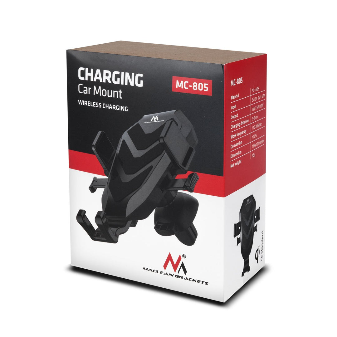 Maclean MC-805 Qi Car Induction Charger Holder Wireless Charger Qualcomm QC 3.0, USB-C
