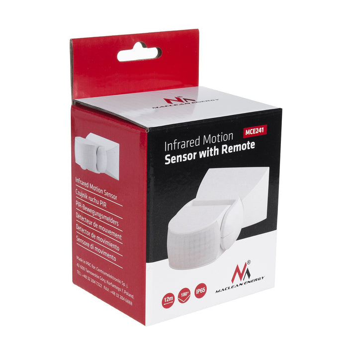 Maclean Energy MCE241 Infrared Motion Sensor with Remote Control IP65, max 800W (Incandescent), max 1200W (LED)