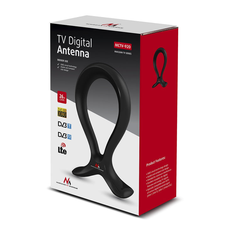 Maclean MCTV-920 TV Cluasáin Antenna Láidre Digiteach Seastán 2 in 1 Aeróg Iomlán HD DVB HDTV LTE DTMB ATSC