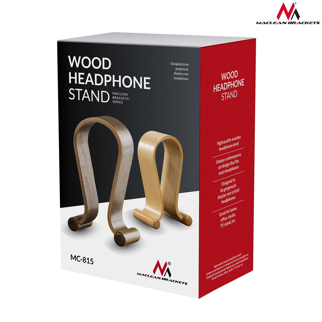 Maclean MC-815O Headphones Stand Wooden Universal Non-Slip Feet Decorative