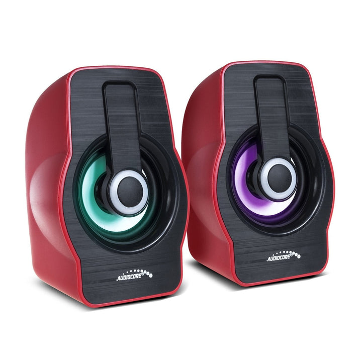 Audiocore AC855 R PC Speakers USB Powered Wired Portable Laptop Computer LED Illuminated 6W