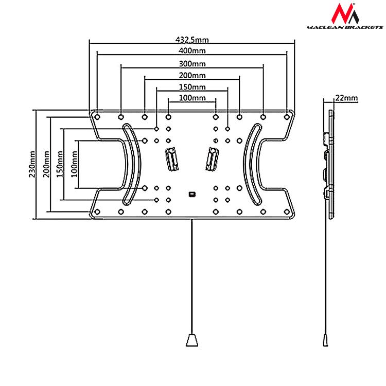 Maclean MC-809 TV Wall Mount Lúibín Sealbhóir Uilíoch OLED QLED LCD LED 32 "- 65" 30kg VESA Plasma