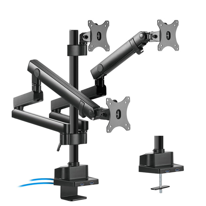 Maclean MC-811 Monitor Bracket Desk Mount Holder For 3 LCD LED Monitors USB 17'' - 27" 3 x 7kg VESA