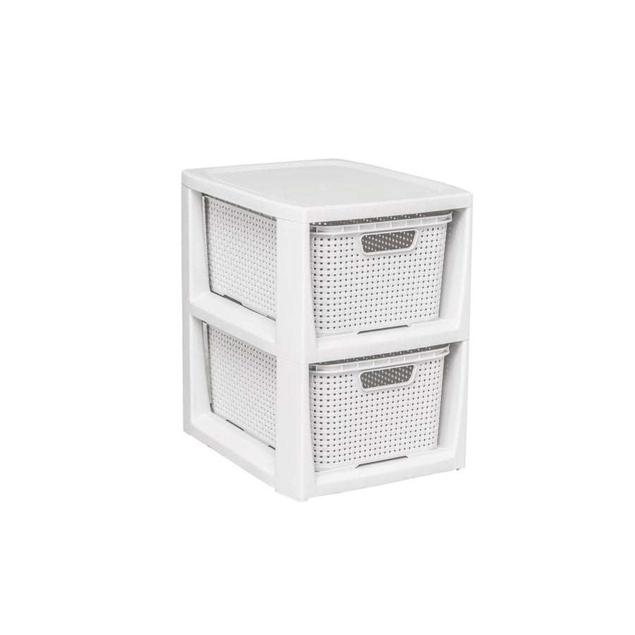 Bookcase with 2 BranQ baskets, antique white, high quality