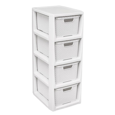 Bookcase with 4 BranQ baskets, antique white, high quality