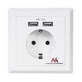 Schuko socket Wall socket with 2x USB charging ports 2.4A 2xUSB charging sockets Schuko safety plug ...