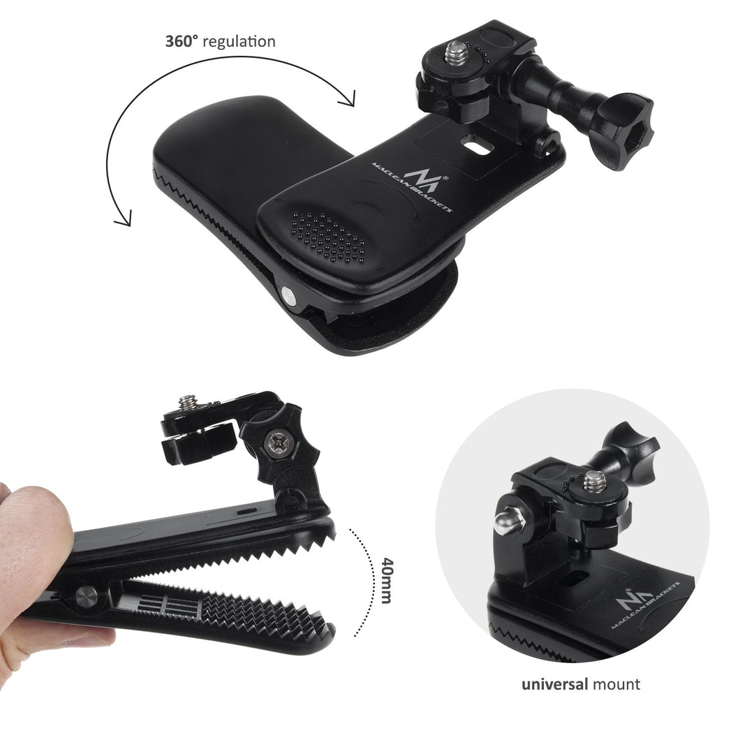 Maclean MC-820 Action Camera Clip Holder Mount Universal for GoPro Xiaomi Ekken SJCam