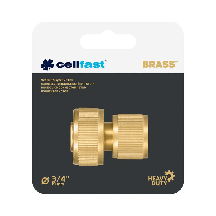 Cellfast Brass 52-825  Quick Connector 3/4" Brass Hose Pipe Watering Connector Water Flow Stop Heavy Duty