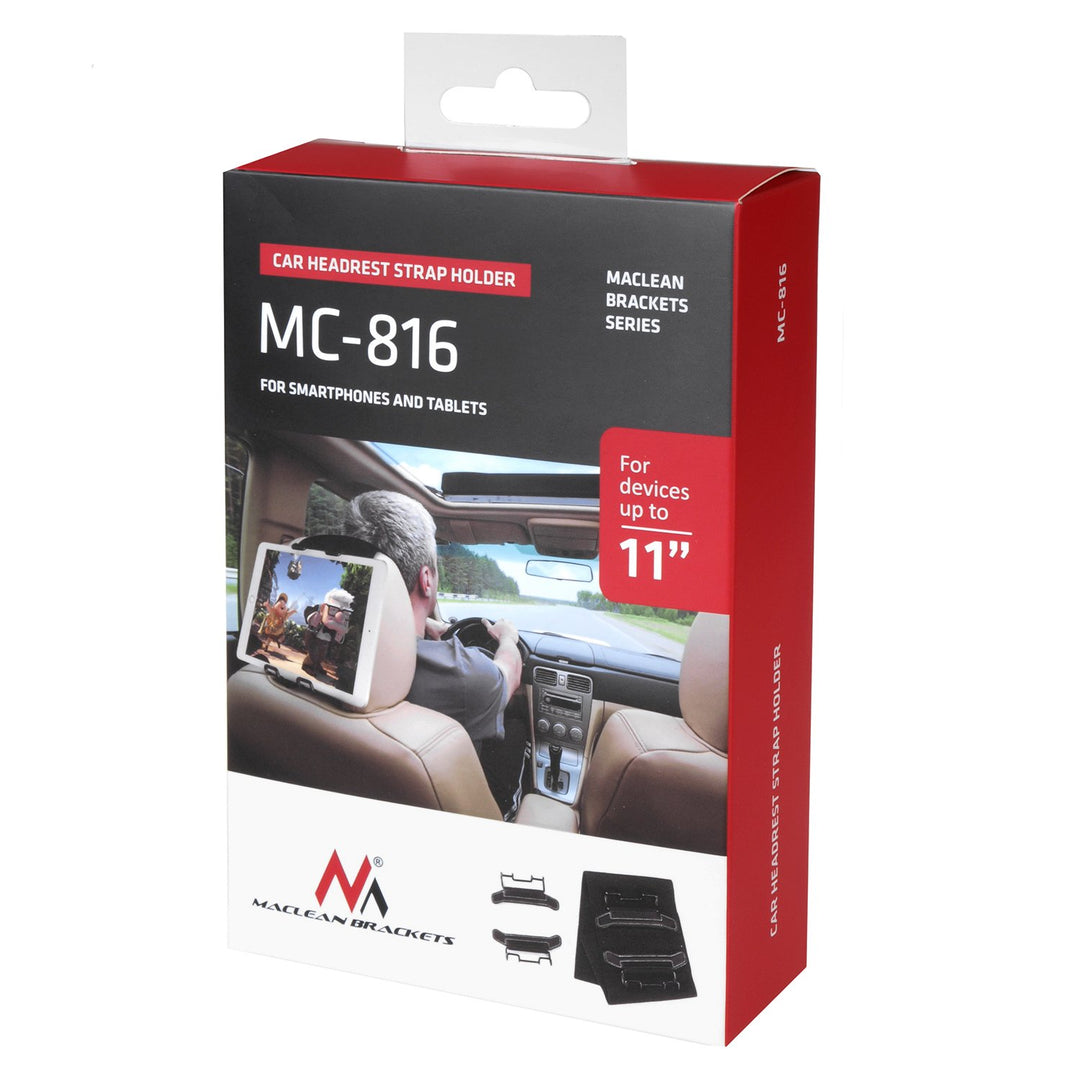 Maclean MC-816 Car Headrest Tablet Mobile Phone Holder Elastic Adjustable Universal max. 11"