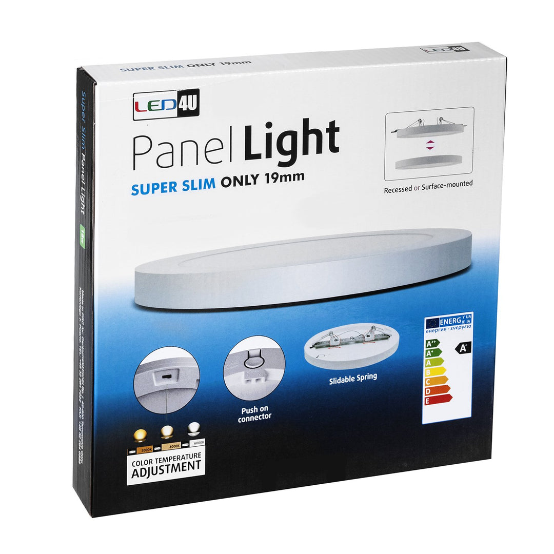 Uasteorainn painéil Led4U LD130 LED 6in1 dromchla folaithe ultra caol 18W 3 dathanna (WW, NW, CW) soláthar cumhachta tógtha