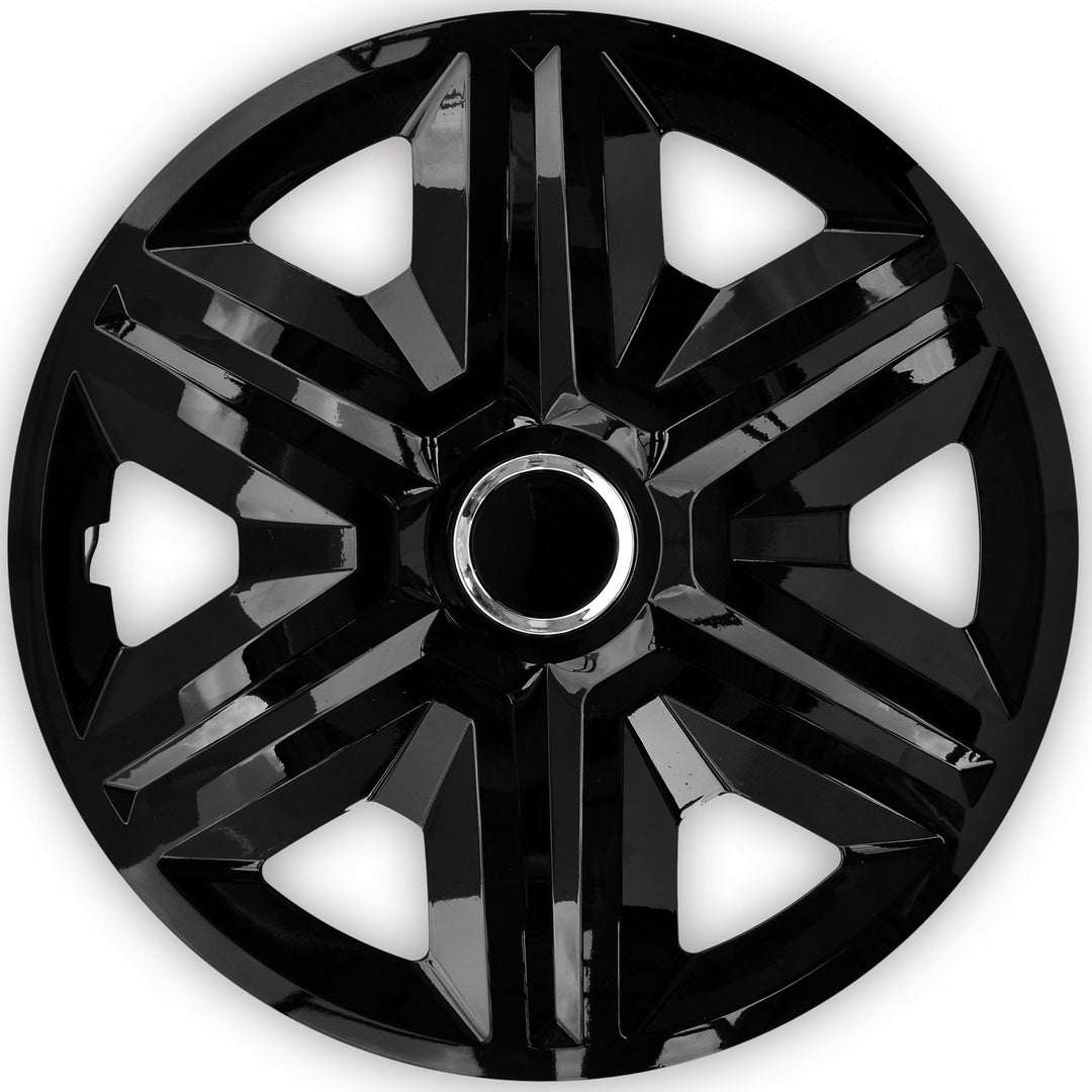 Clúdaíonn Roth NRM 15" Hubcaps Uilíoch 4 PCS ABS Comhthionól Éasca Inchoigeartaithe Dubh