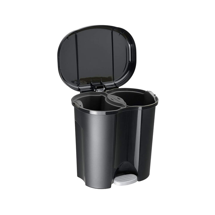 Garbage bin for segregation with a Rotho Duo pedal 2x10L black