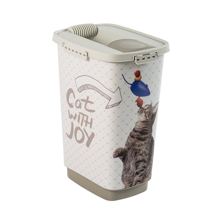 Rotho Cody Cat 25L food container with an opening dispenser