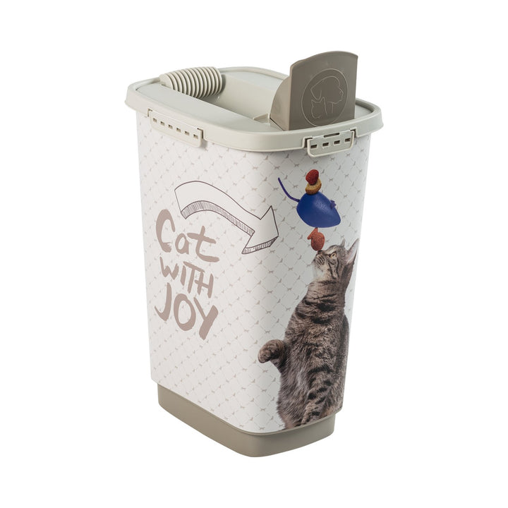 Rotho Cody Cat 25L food container with an opening dispenser