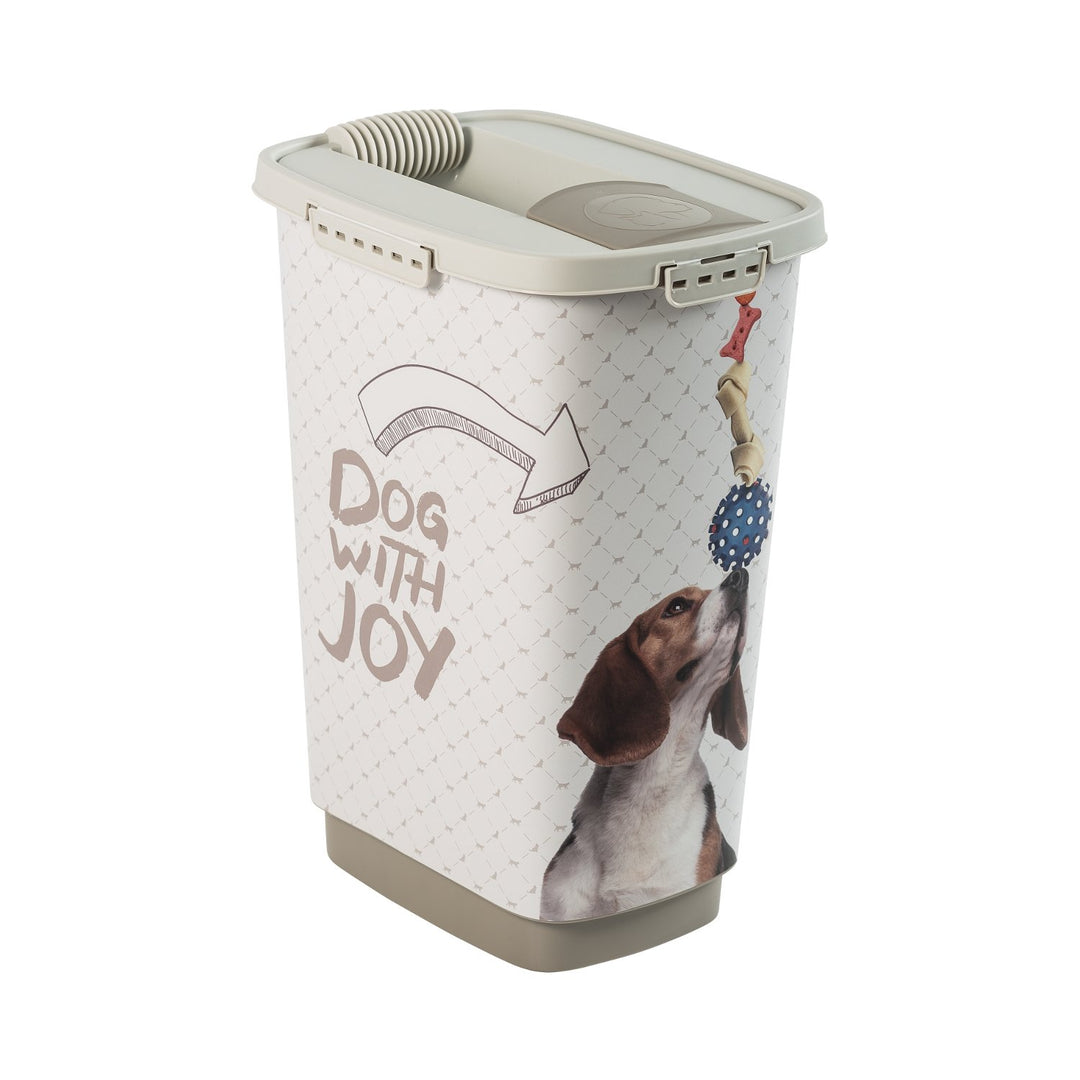 Rotho Cody Dog 25L pet food container with an opening dispenser