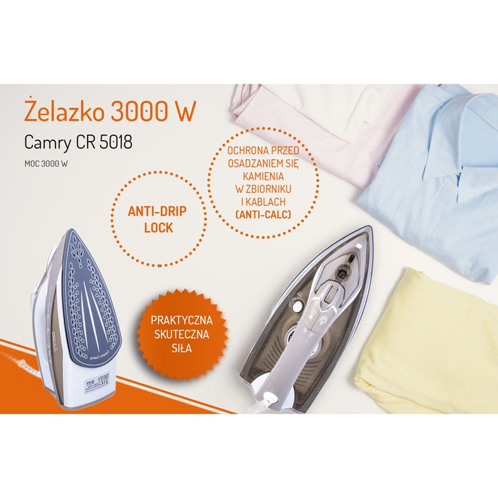 Camry CR 5018 Steam iron 3000W ANTICALC ANTIDRIP