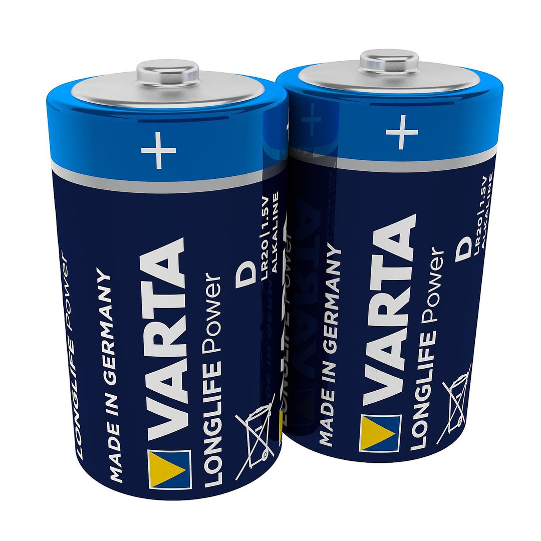 2x Varta Longlife Power R20 alkaline batteries, high quality