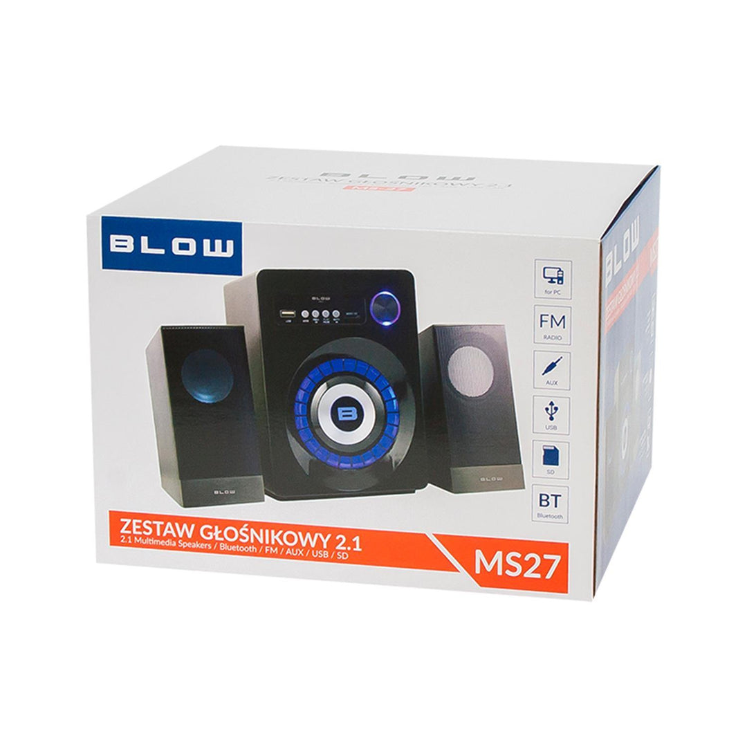 Blow 66-378# Computer Speakers Set Subwoofer Bluetooth 2.1 BT LED USB FM Radio AUX SD