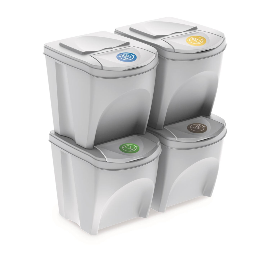 Prosperplast IKWB25S4-S449 Waste Bins Sorting Segregation Set Recycling ECO Stackable 4 x 25L