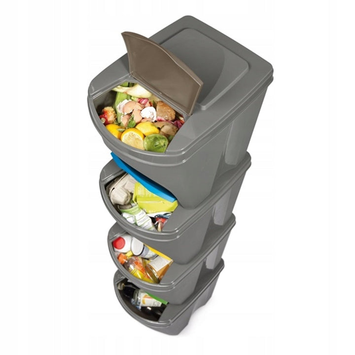 Prosperplast IKWB20S4-S433 Araidí Dramhaíola a Shórtáil Socrú Bosca Bruscair Athchúrsáil ECO Inchruachta 4 x 25L