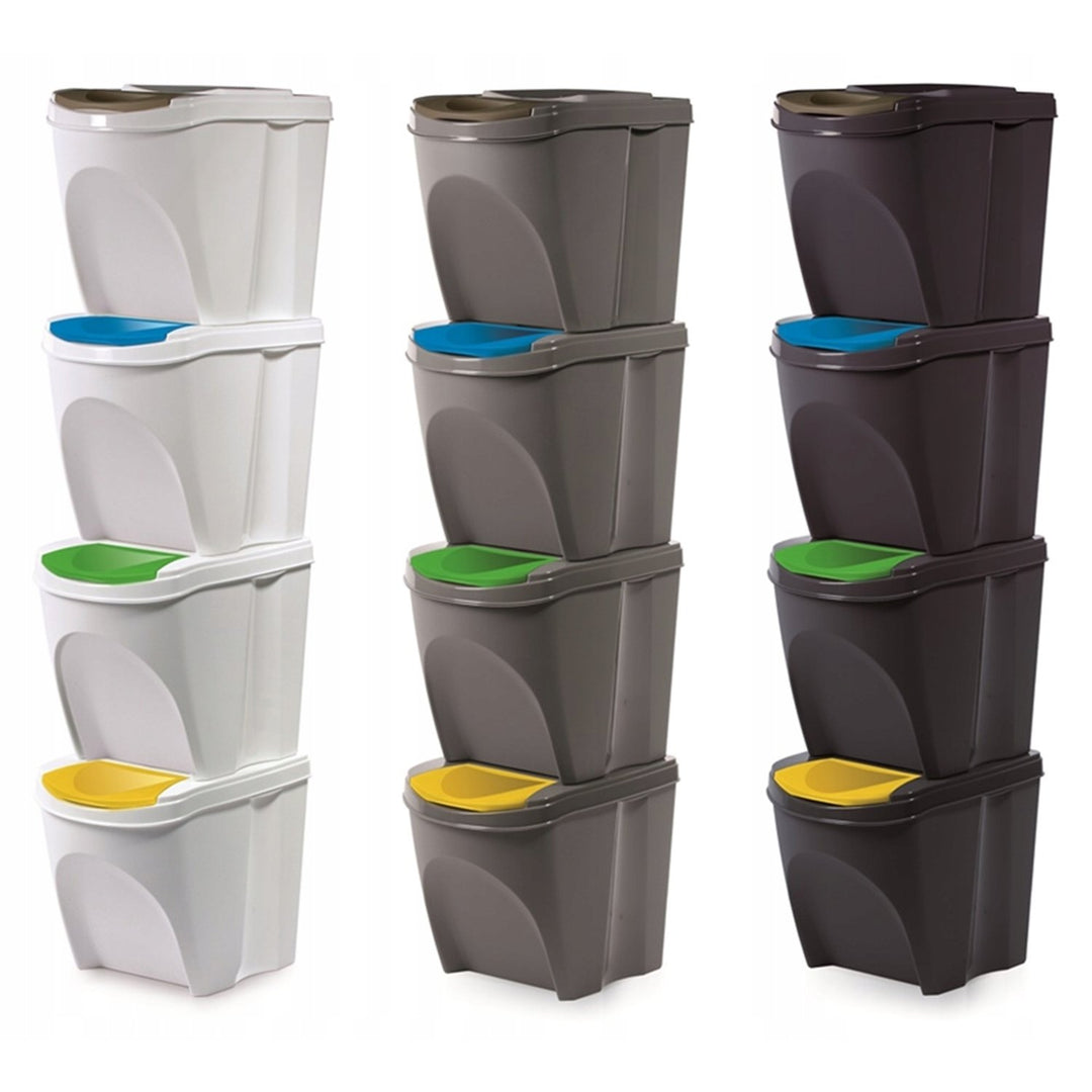 Prosperplast IKWB20S4-S433 Araidí Dramhaíola a Shórtáil Socrú Bosca Bruscair Athchúrsáil ECO Inchruachta 4 x 25L