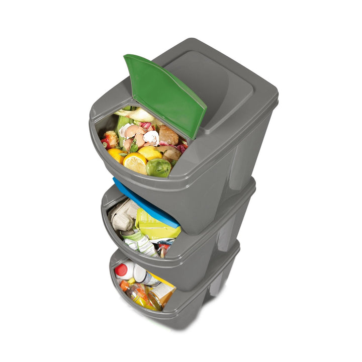 Sortibox 3x25L grey recycling garbage can set