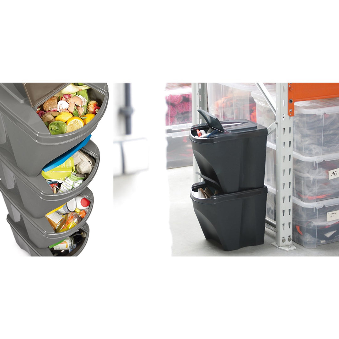 Sortibox 3x25L grey recycling garbage can set