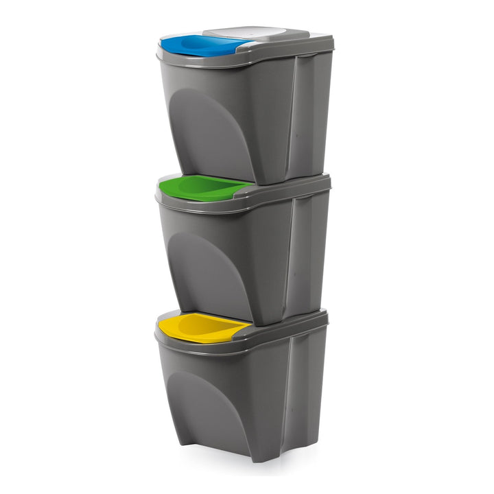 Sortibox 3x25L grey recycling garbage can set