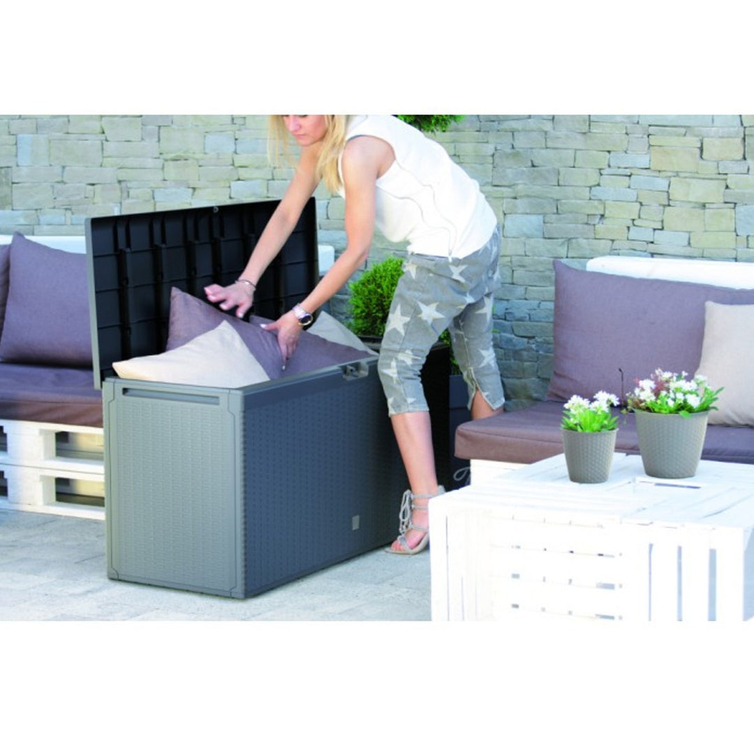 Prosperplast Rato Plus 290L Garden Box and Seat 2in1 Anthracite & Brown